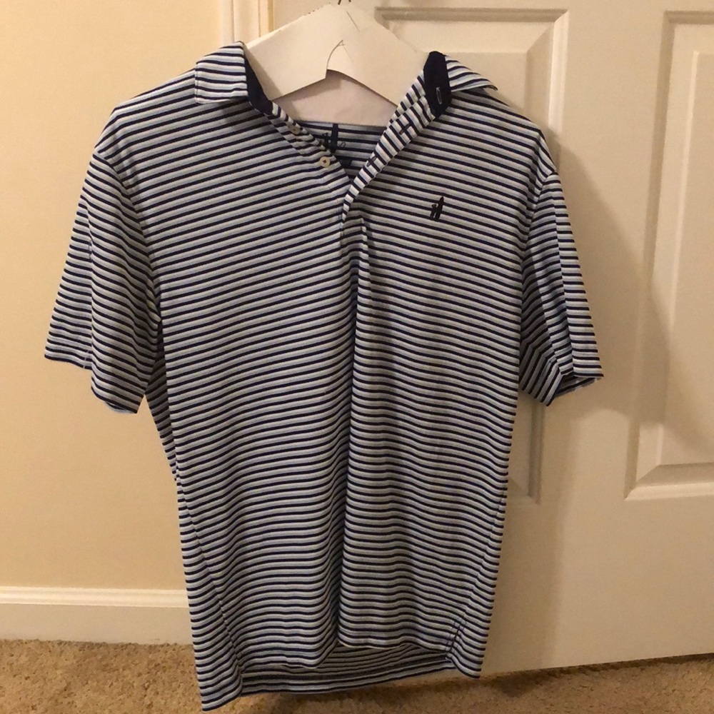 Johnnie-0 blue and white striped polo